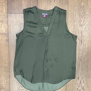Vince Camuto Olive Sleeveless V-Neck Blouse